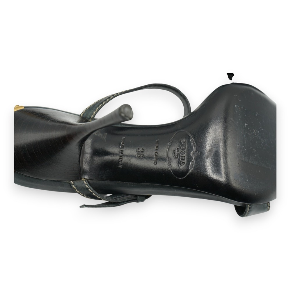 PRADA‎ Women's High Heels Sandal Open Toe Size EUR 36 / US 6 Black  MSRP $950 - Picture 10 of 11